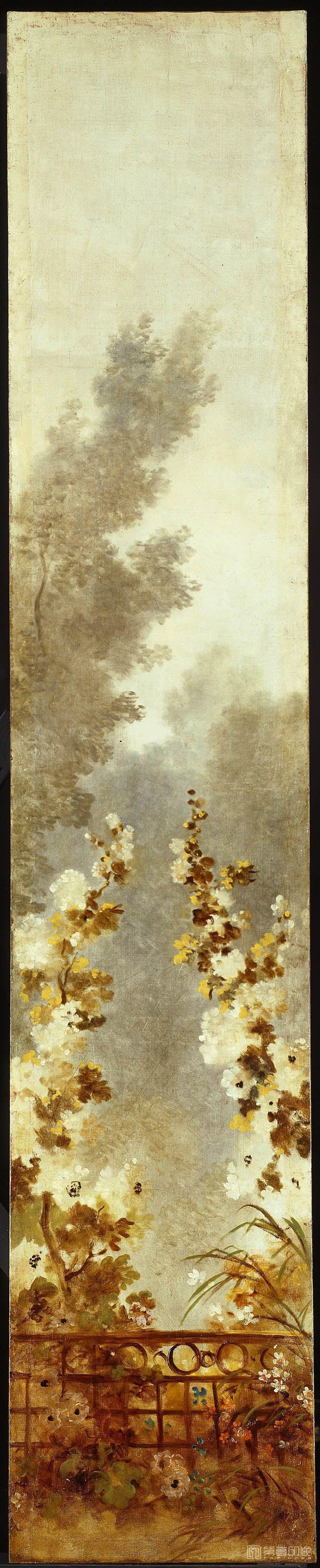 油画-美国弗里克美术馆藏画-Jean-Honoré Fragonard - The Progress of Love Hollyhocks, 1790-1791 (4)-127